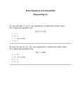 Solve Equations and Inequalities Blizzard Bag #3 1. From the set {1