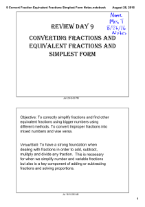 9 Convert Fraction Equivalent Fractions Simplest Form Notes