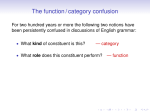 The function / category confusion - Linguistics and English Language
