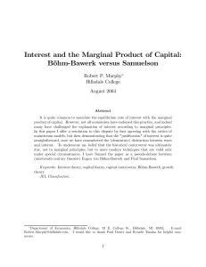 Interest and the Marginal Product of Capital: Böhm