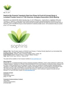 Sophiris Bio Presents Topsalysin Data from Phase 2a Proof