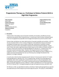 Progesterone Therapy as a Technique to Reduce Preterm Birth in