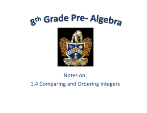 1_4 Comparing and Ordering Integers Notes