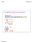 1.9 Simplifying Algebraic Expressions