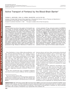 Active Transport of Fentanyl by the Blood-Brain Barrier1