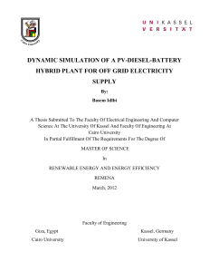 dynamic simulation of a pv-diesel-battery hybrid plant