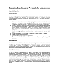 Restraint, Handling and Protocols for Lab Animals