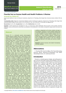 Fluoride Fact on Human Health and Health Problems: A Review