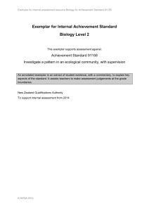 Exemplar for Internal Achievement Standard Biology Level 2