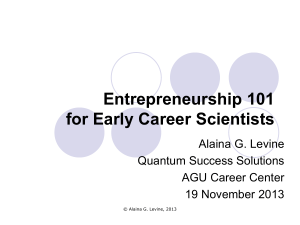 Entrepreneurship 101 for Early Career Scientists