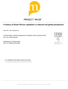 A history of South African capitalism in national and global perspective