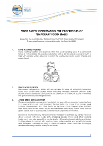 food safety information for proprietors of temporary food stalls
