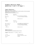 Algebra Revision Sheet – Questions 2 and 3 of Paper 1
