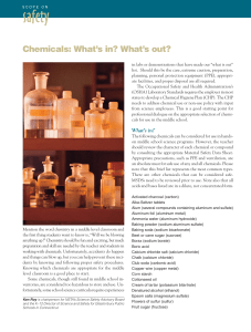 Chemicals: What`s in? What`s out?