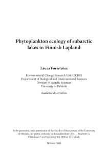 Phytoplankton ecology of subarctic lakes in Finnish Lapland