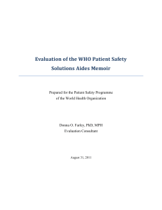 Evaluation of the WHO Patient Safety Solutions Aides Memoir