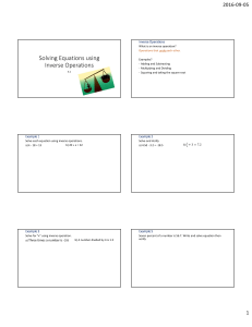 Solving Equations using Inverse Operations