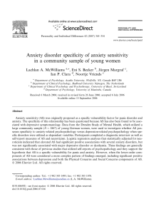 Anxiety disorder specificity of anxiety sensitivity in a community