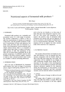 Nutritional aspects of fermented milk products