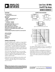 AD8033/AD8034 Low Cost, 80 MHz FastFET Op Amps Data Sheet