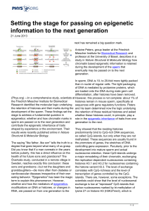 Setting the stage for passing on epigenetic information to the next