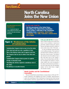 North Carolina Joins the New Union North Carolina Joins the New