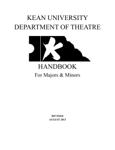 KEAN UNIVERSITY DEPARTMENT OF THEATRE HANDBOOK