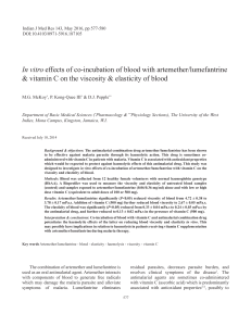 In vitro effects of co-incubation of blood with artemether