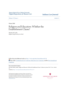Religion and Education: Whither the Establishment Clause?