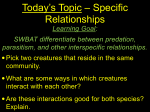 Today`s Topic Specific Relationships
