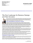 The New Landscape for Business Startups and Their Investors
