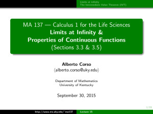 MA 137 — Calculus 1 for the Life Sciences Limits at Infinity