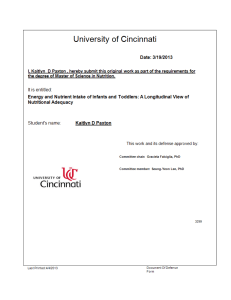 Energy and Nutrient Intake of Infants and Toddlers: A Longitudinal