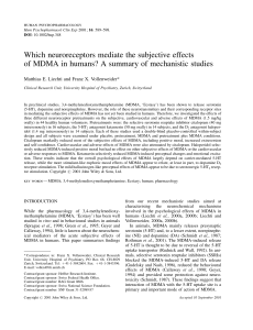 Which neuroreceptors mediate the subjective effects of MDMA in