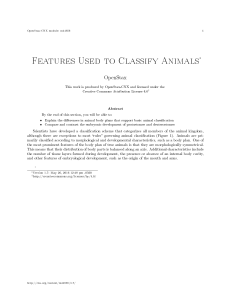 Features Used to Classify Animals