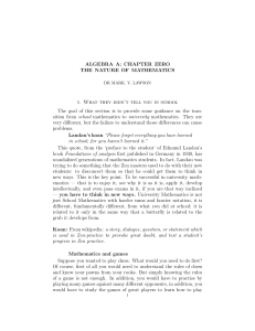 ALGEBRA A: CHAPTER ZERO THE NATURE OF MATHEMATICS 1