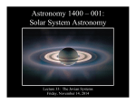 Astronomy 1400 – 001: Solar System Astronomy