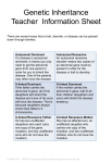 Genetic Inheritance Teacher Information Sheet