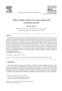 Three simple models of social capital and economic growth