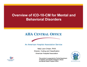 Overview of ICD-10-CM for Mental and Behavioral Disorders