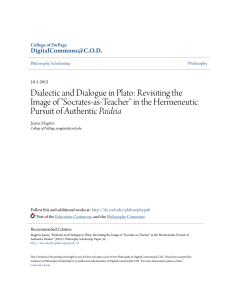 Dialectic and Dialogue in Plato: Revisiting the Image of "Socrates