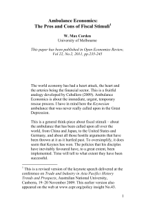 Ambulance Economics: The Pros and Cons of Fiscal Stimuli (2009)