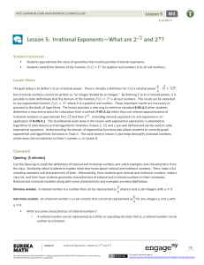 Lesson 5: Irrational Exponents—What are   √   and