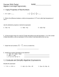 1.2 Evaluate and Simplify Algebraic Expressions