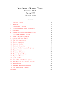 Introductory Number Theory