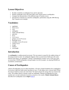 Lesson Objectives Vocabulary Introduction Causes of Earthquakes