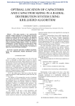 optimal location of capacitors and capacitor sizing in a