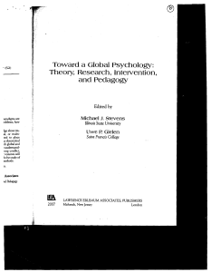 Toward a Global Psychology: Theory, Research, Intervention, and