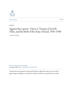 Against the experts : Harry S. Truman, David K. Niles, and the birth