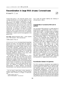 Recombination in large RNA viruses: Coronaviruses